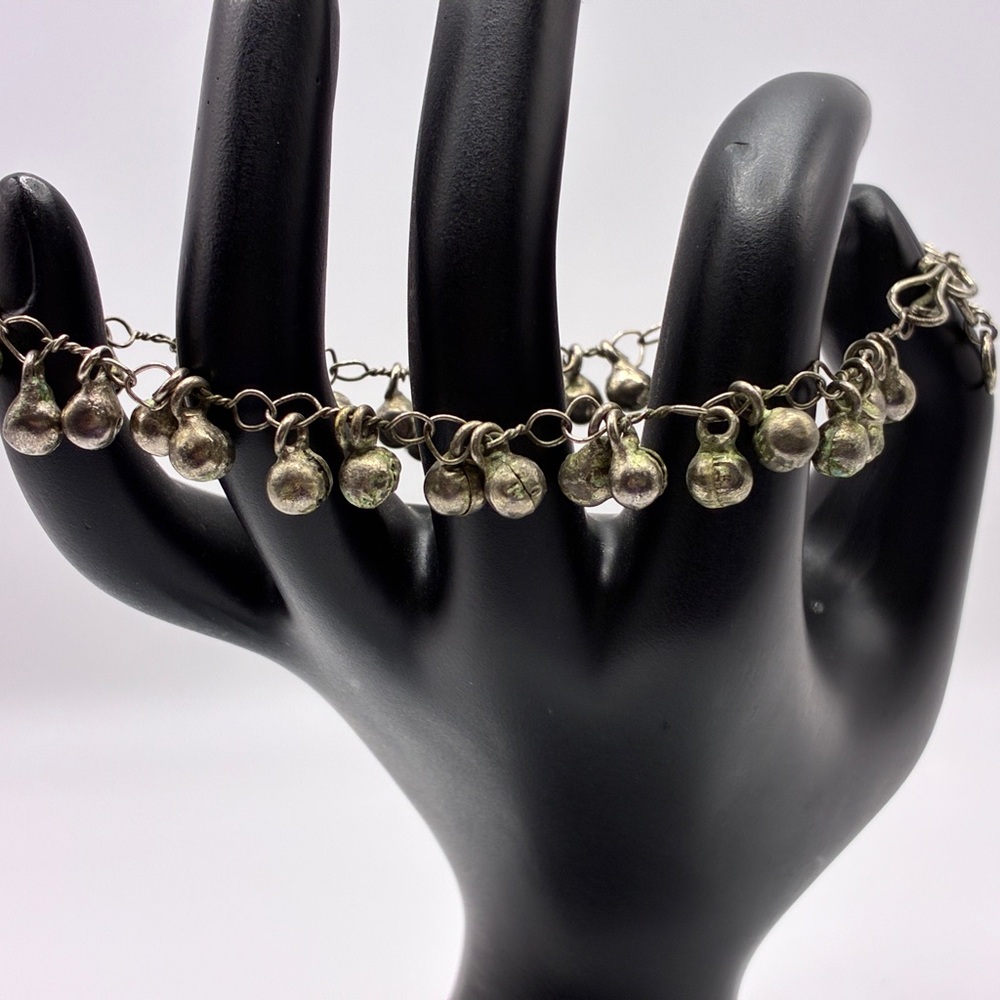 Vintage 35 Ball Ankle Bracelet Gypsy, Belly Dancing, Boho in a Silver Tone 10.5”